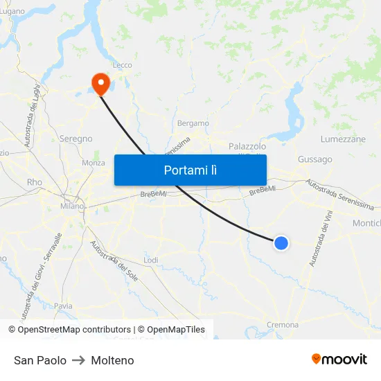 San Paolo to Molteno map