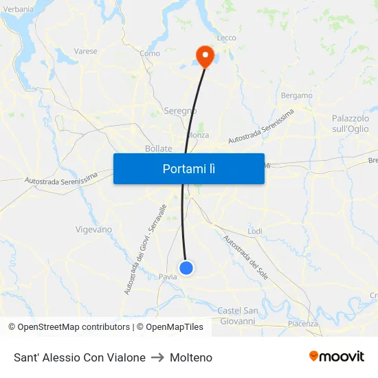 Sant' Alessio Con Vialone to Molteno map