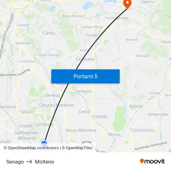 Senago to Molteno map