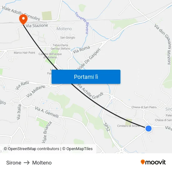 Sirone to Molteno map