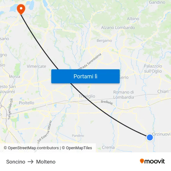 Soncino to Molteno map