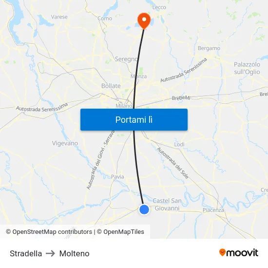 Stradella to Molteno map