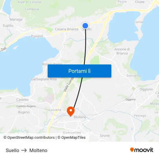 Suello to Molteno map