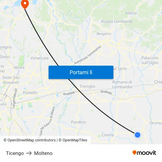 Ticengo to Molteno map