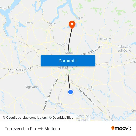 Torrevecchia Pia to Molteno map