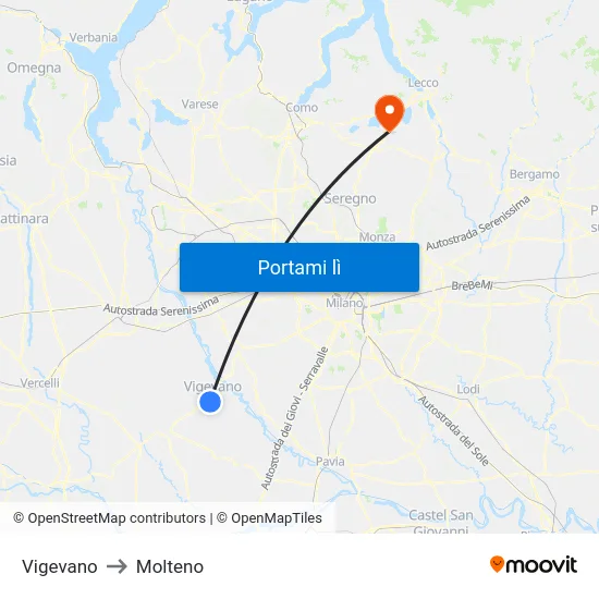 Vigevano to Molteno map