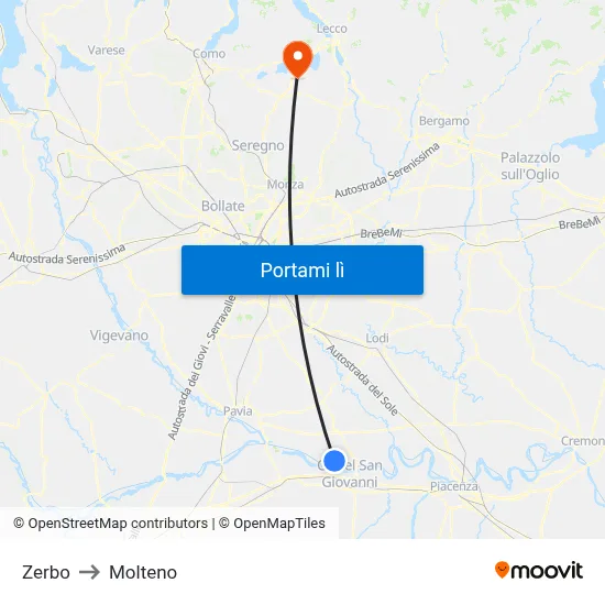 Zerbo to Molteno map