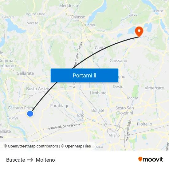 Buscate to Molteno map