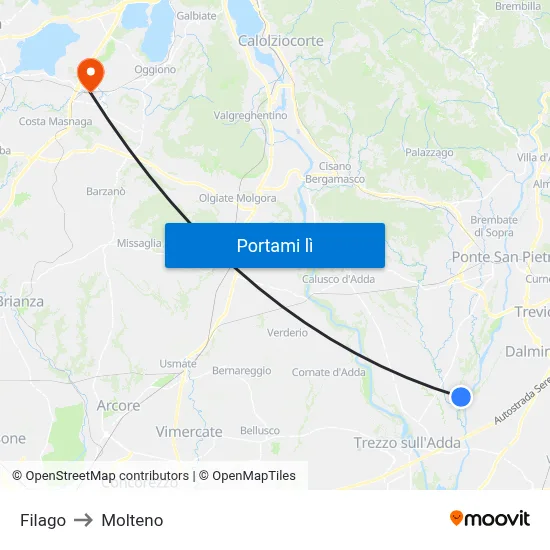 Filago to Molteno map