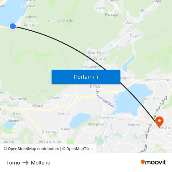 Torno to Molteno map