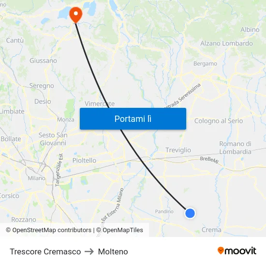 Trescore Cremasco to Molteno map