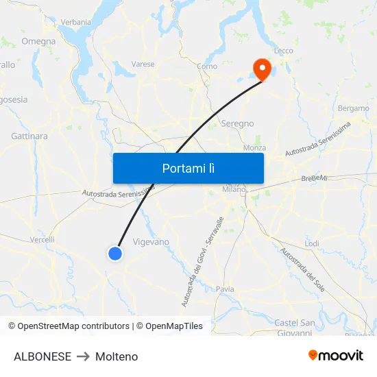 ALBONESE to Molteno map