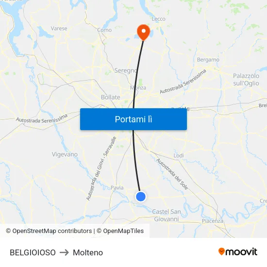 BELGIOIOSO to Molteno map