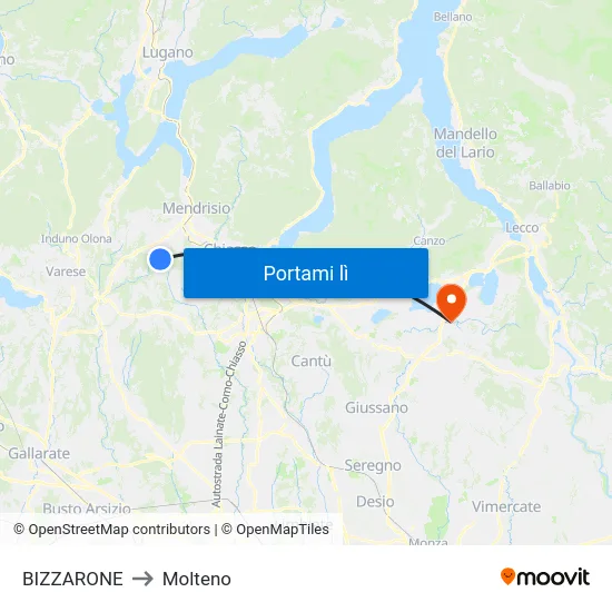 BIZZARONE to Molteno map