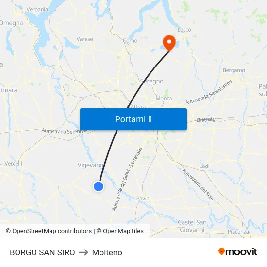 BORGO SAN SIRO to Molteno map
