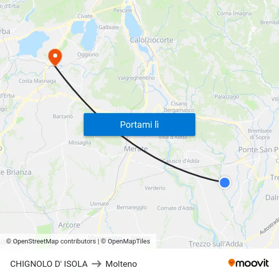 CHIGNOLO D' ISOLA to Molteno map