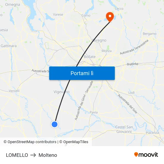 LOMELLO to Molteno map