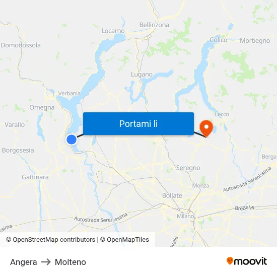 Angera to Molteno map