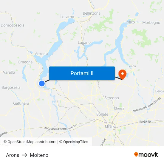 Arona to Molteno map