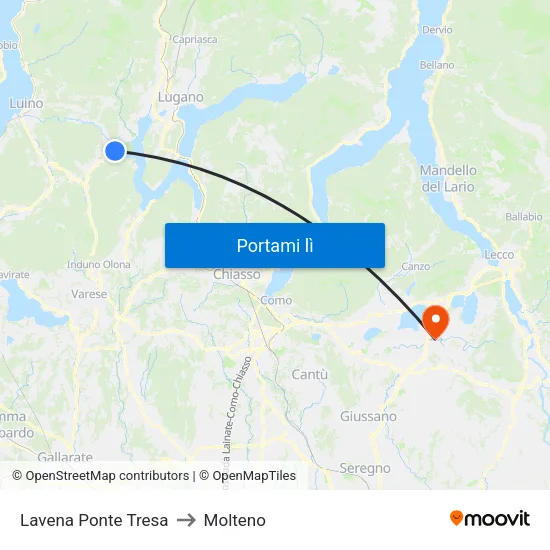 Lavena Ponte Tresa to Molteno map