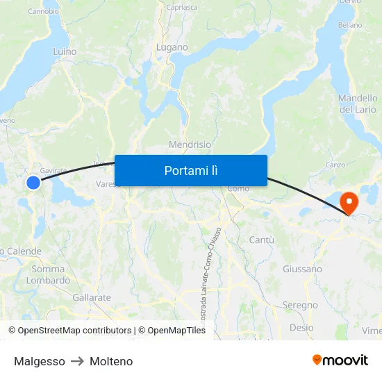 Malgesso to Molteno map
