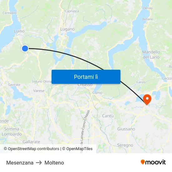 Mesenzana to Molteno map
