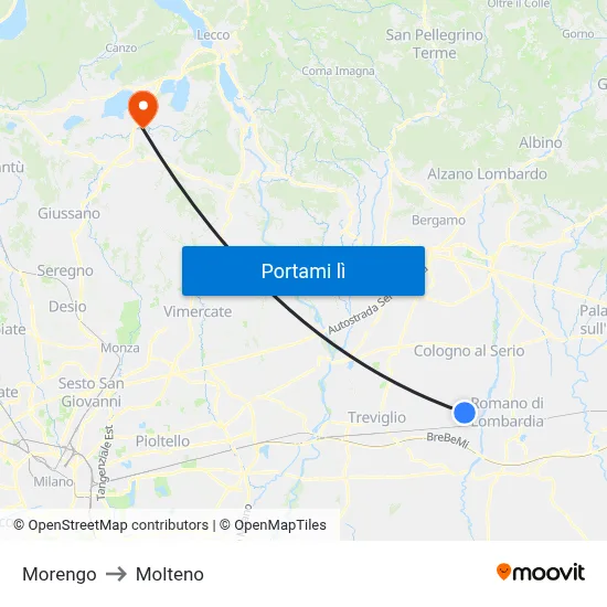 Morengo to Molteno map