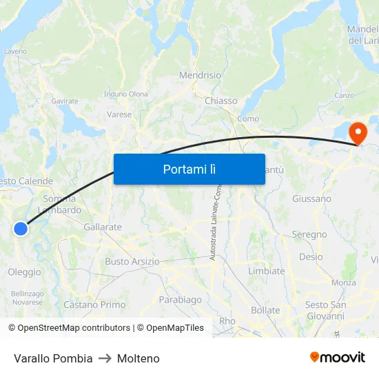 Varallo Pombia to Molteno map