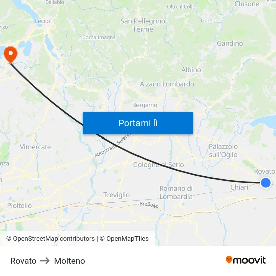 Rovato to Molteno map