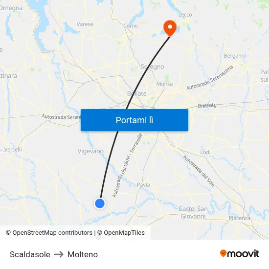 Scaldasole to Molteno map