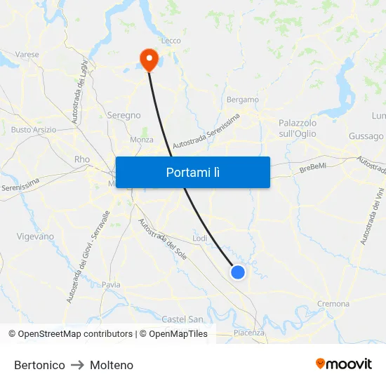 Bertonico to Molteno map