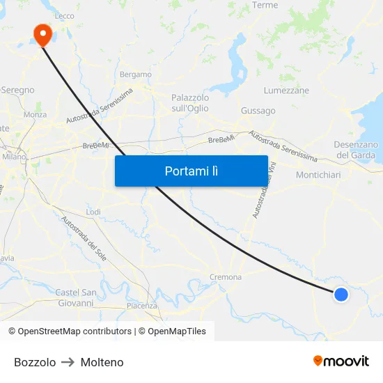 Bozzolo to Molteno map