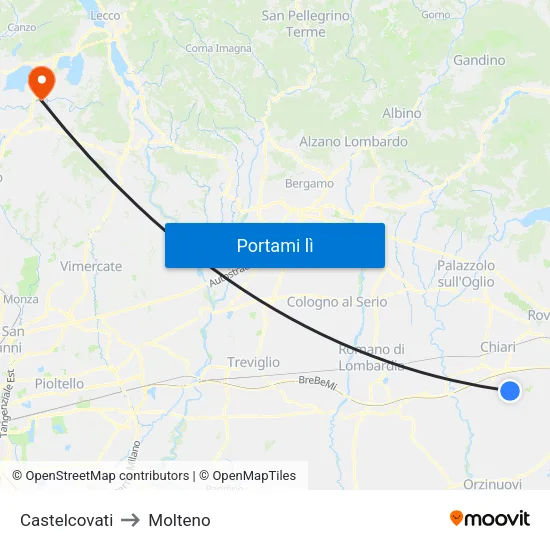 Castelcovati to Molteno map