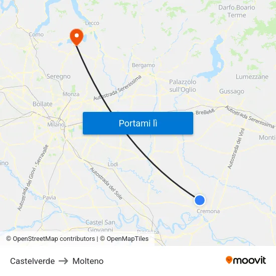 Castelverde to Molteno map