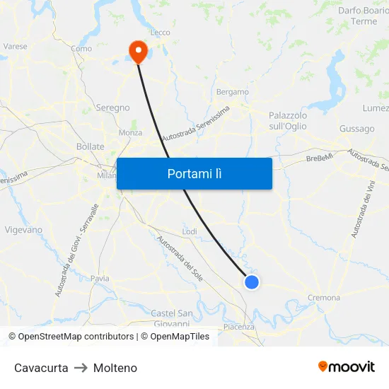 Cavacurta to Molteno map