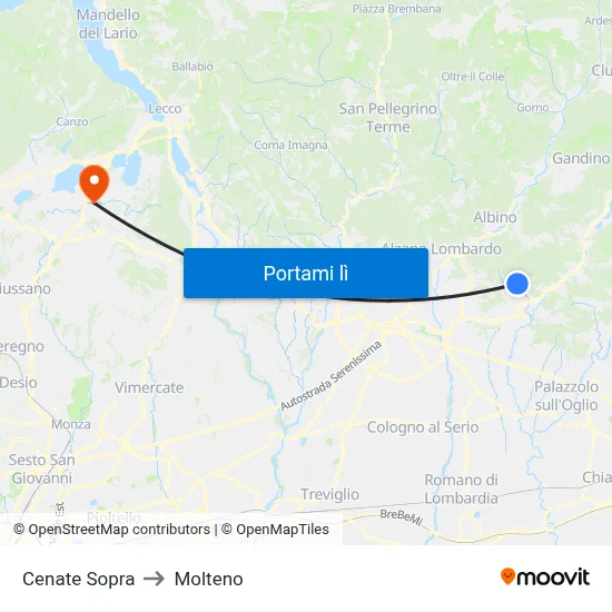 Cenate Sopra to Molteno map