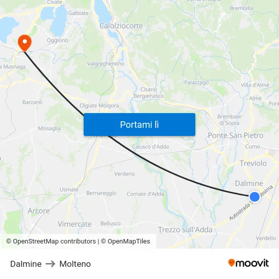Dalmine to Molteno map