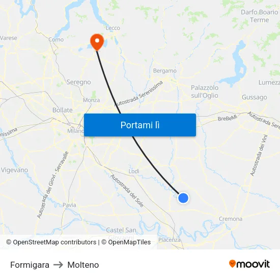 Formigara to Molteno map