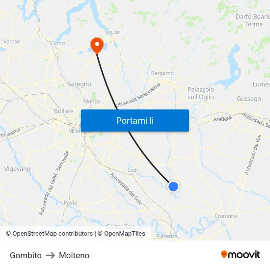 Gombito to Molteno map