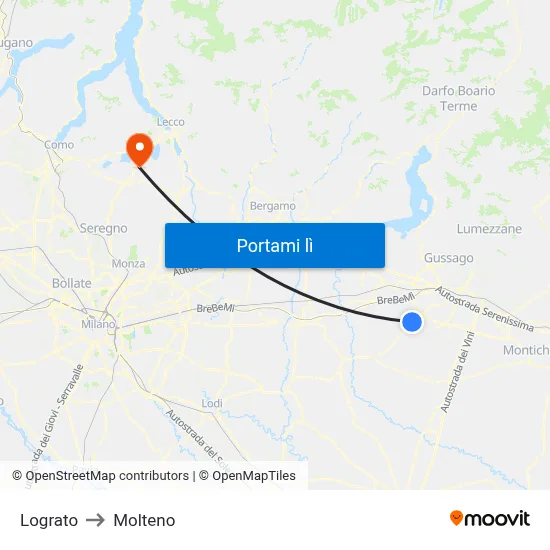 Lograto to Molteno map