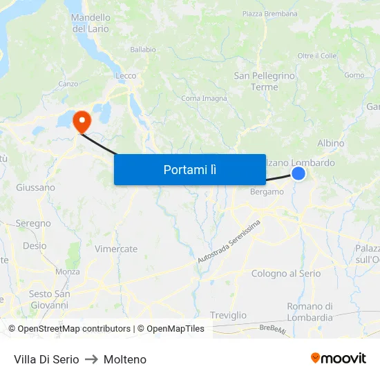 Villa Di Serio to Molteno map