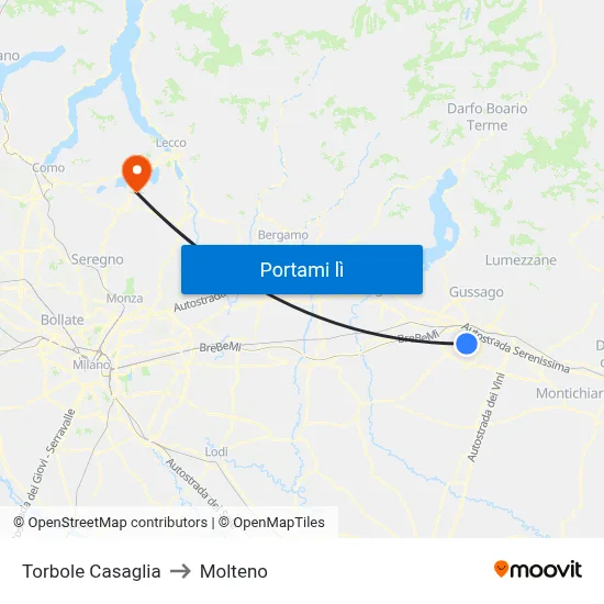 Torbole Casaglia to Molteno map