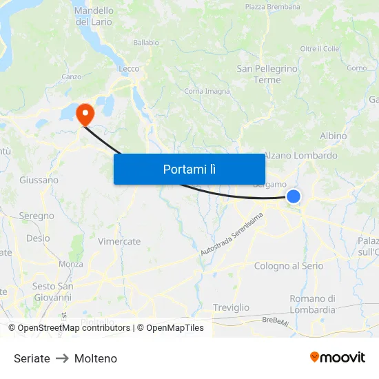 Seriate to Molteno map