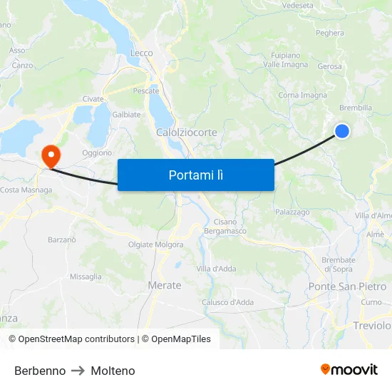 Berbenno to Molteno map