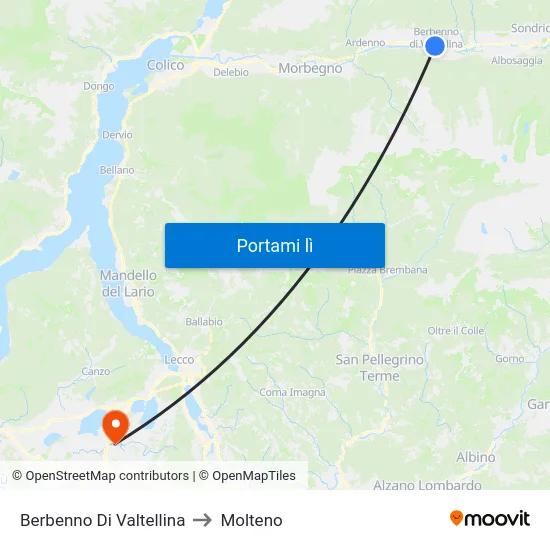 Berbenno Di Valtellina to Molteno map