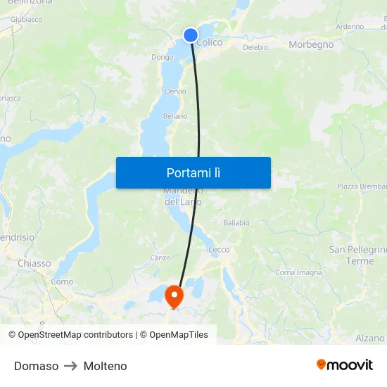 Domaso to Molteno map