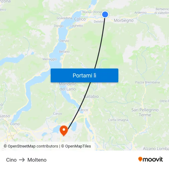 Cino to Molteno map