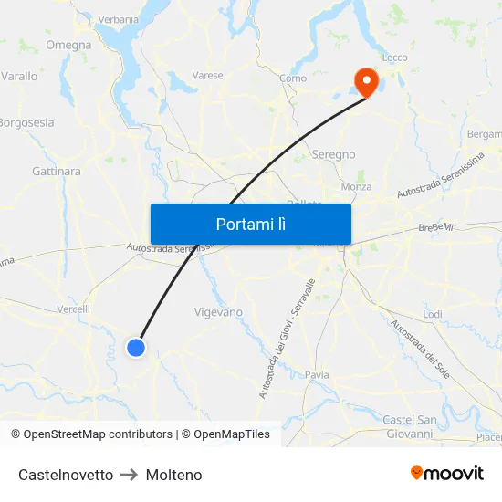 Castelnovetto to Molteno map