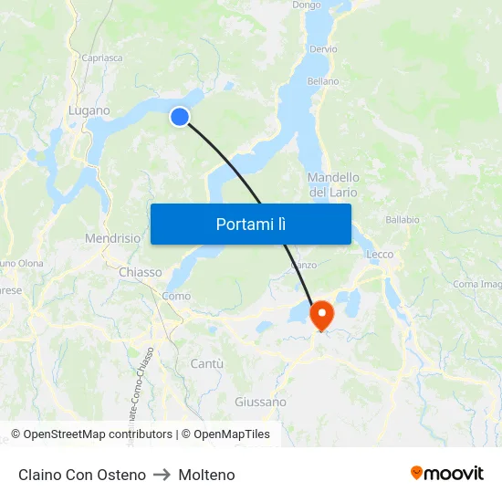 Claino Con Osteno to Molteno map