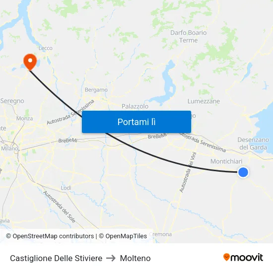 Castiglione Delle Stiviere to Molteno map